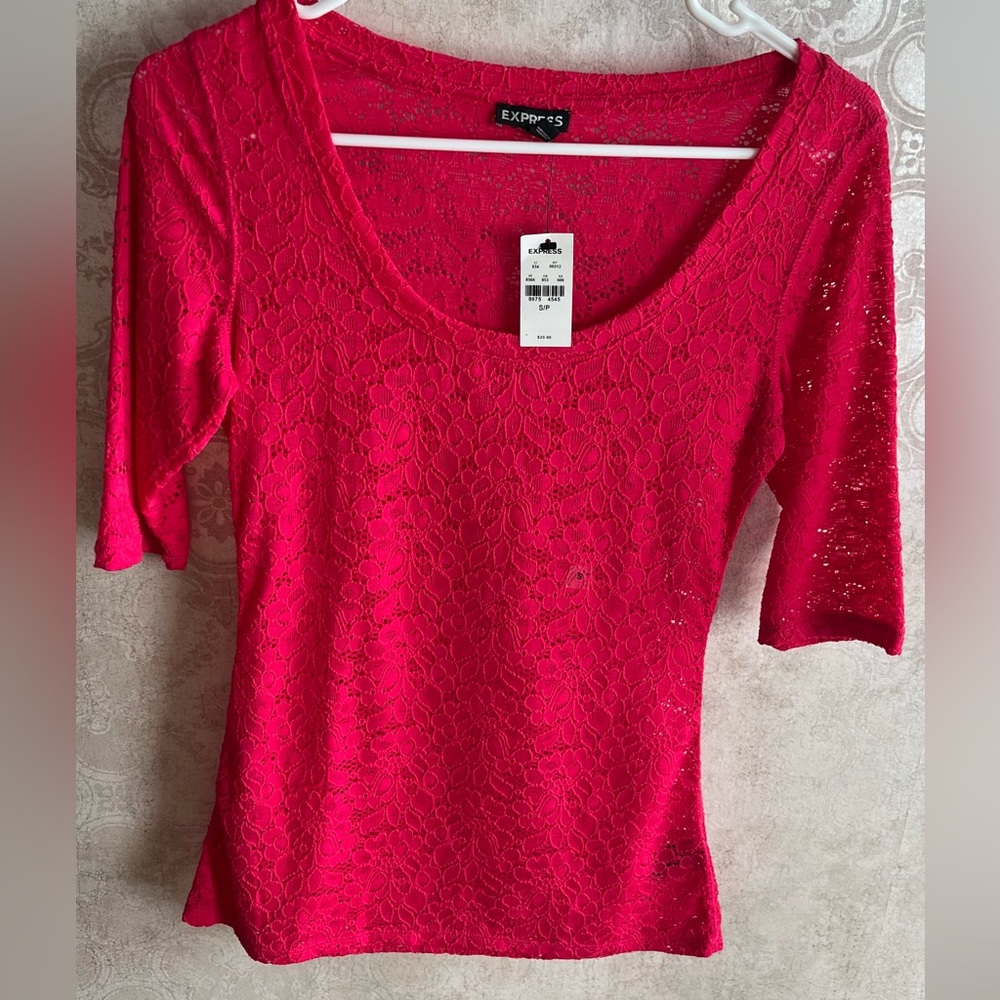 Express Red Lace Top (S)